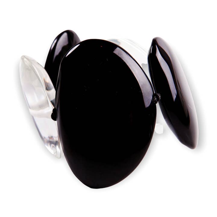 Elastisches Harz Schwarz und Klar Perlenarmband für den Großhandel von Atelier 1701