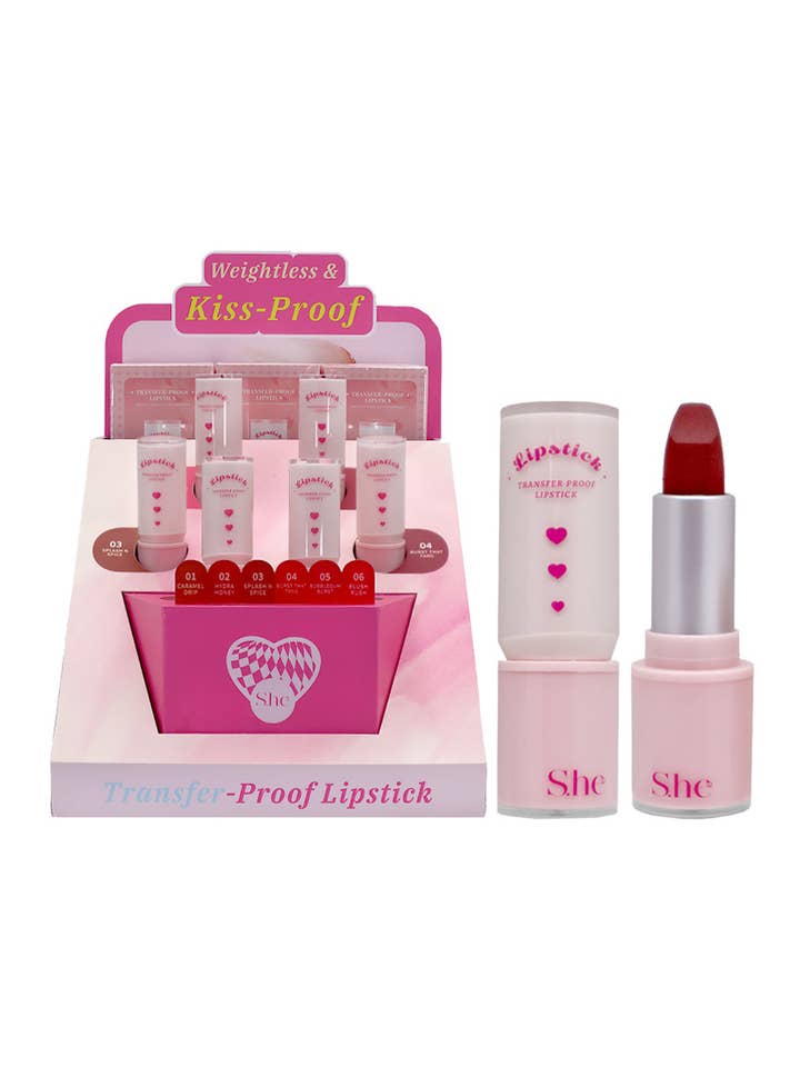 Présentoir de rouges à lèvres SHE BM116 Kiss-Proof - 36 pièces pour la vente par PINEAPPLE Beauty