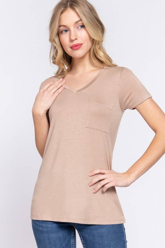 Active Basic | Active USA – Großhandel T-Shirt – Damen – Kurzärmliges Top mit V-Ausschnitt und Tasche19