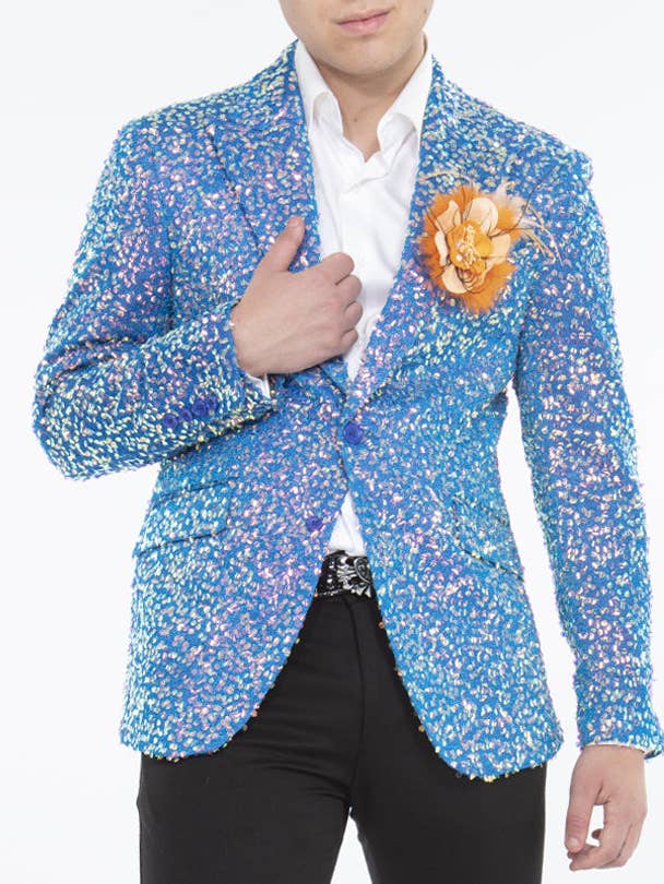 blazer à sequins homme, bleu pailleté pour la vente par Angelino