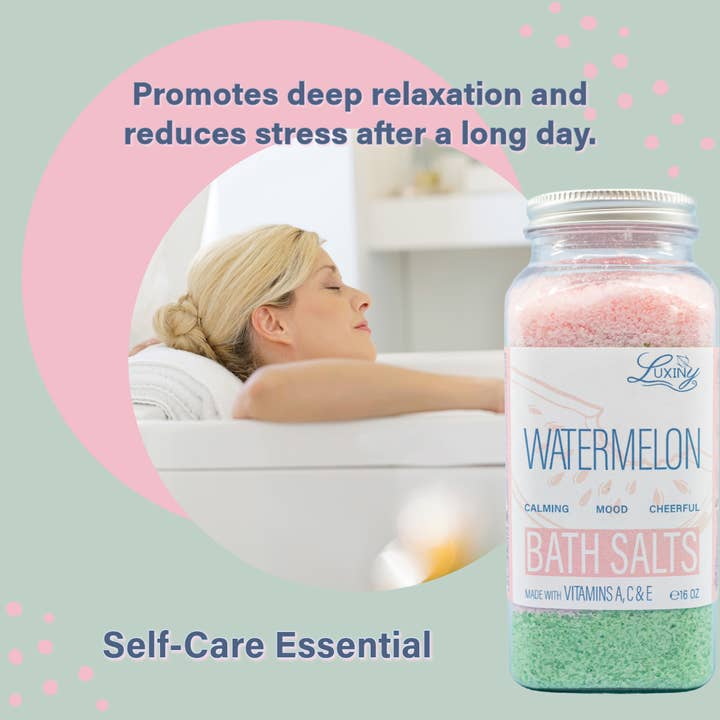 Luxiny Products - Luxurious Bath and Body - Wholesale Bath salts - Bath Salts | Watermelon | 20 oz | eco-friendly | bath soak1