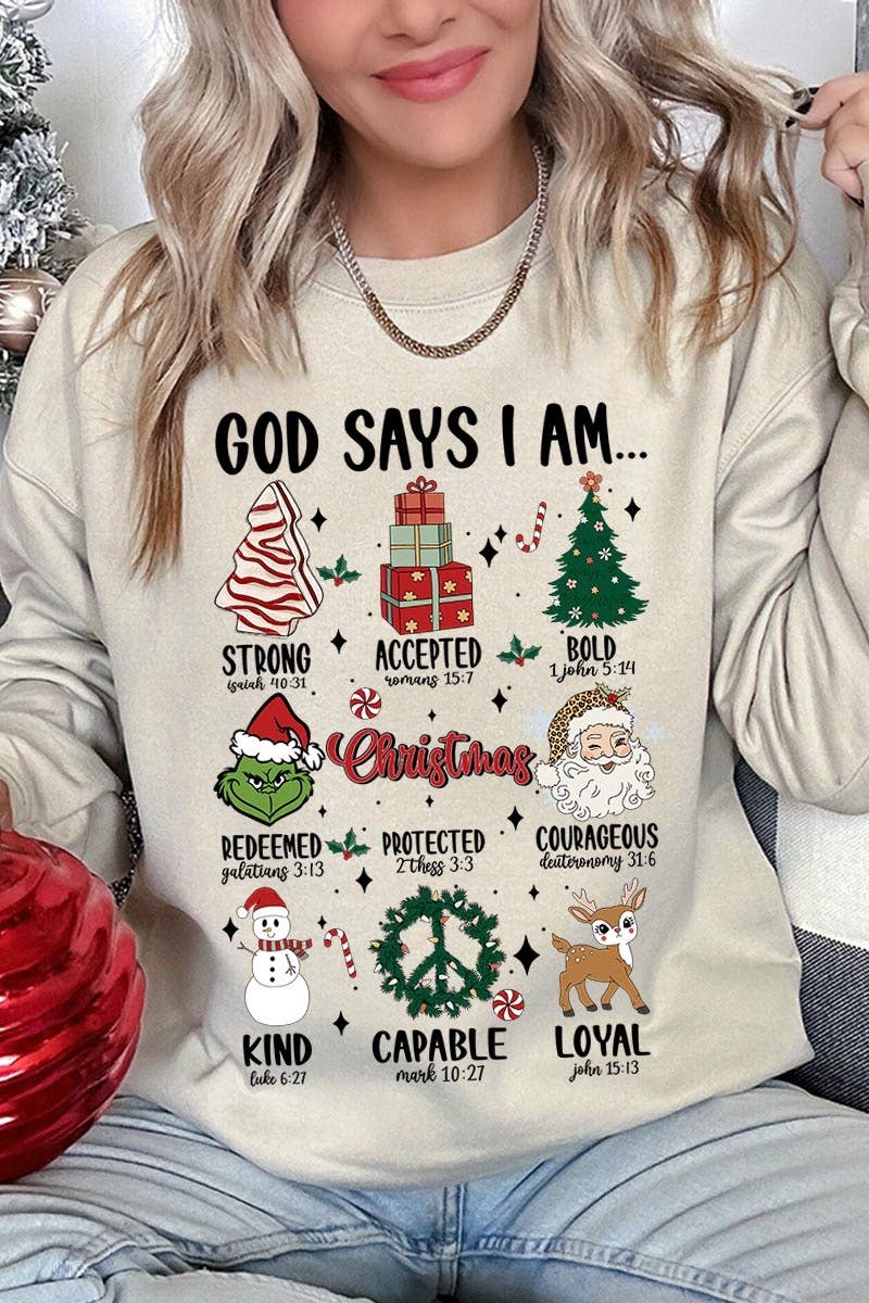 COLORBEAR - Wholesale T-Shirt (Graphic) - Unisex - God Says I Am Christmas Graphic Fleece Sweatshirts6