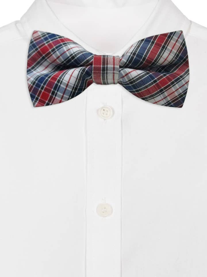 PAPILLON IN COTONE TARTAN BLU E ROSSO per la vendita all'ingrosso da parte di Josvil