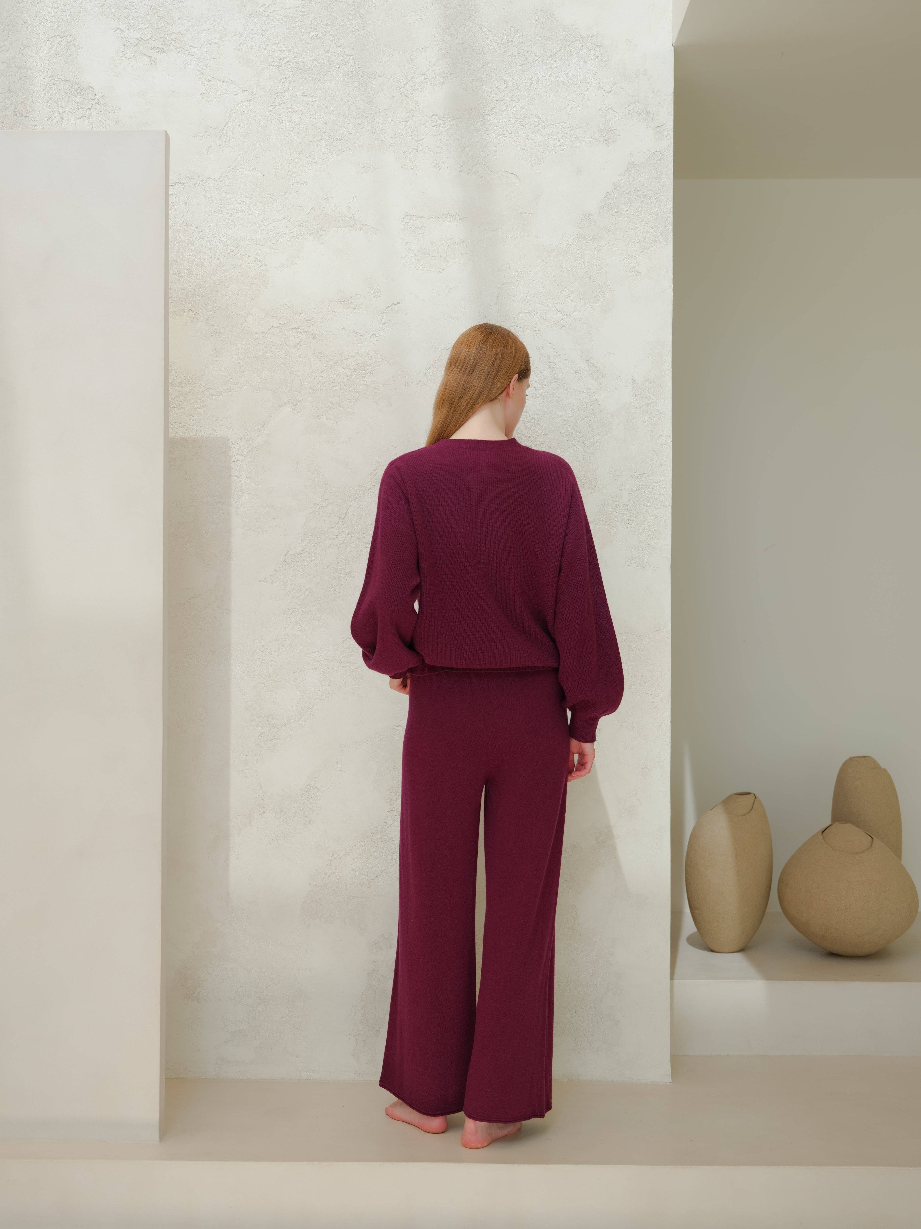 Lèmme - Wholesale Pants - Women's - Lightweight wide-leg cashmere blend pants (3D knit)24