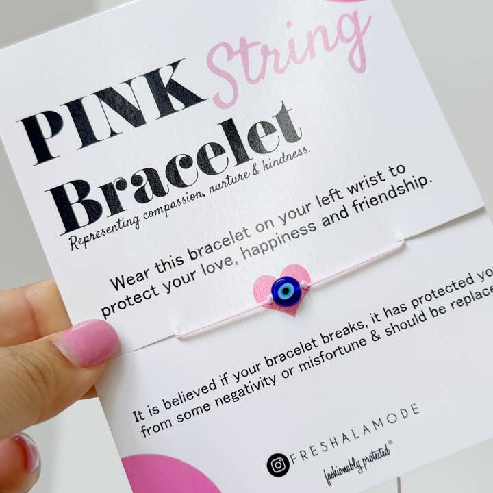 FRESHALAMODE / fashionably protected - Wholesale Charm/dangle bracelet - Evil Eye Pink String Adjustable Protection Bracelet Gift1
