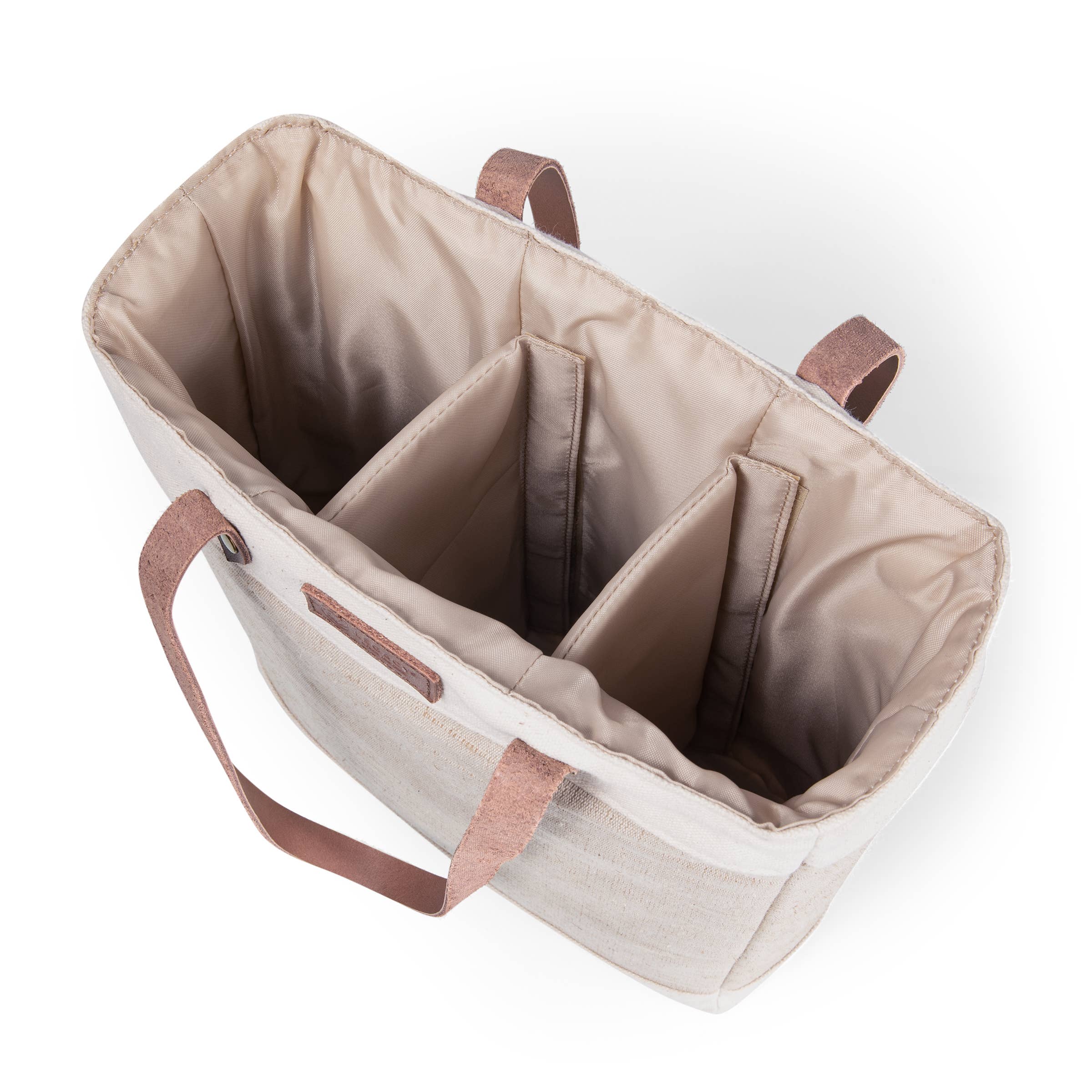 Beige Pinot Jute 3 Bottle Insulated Wine Bag for wholesale on Faire14