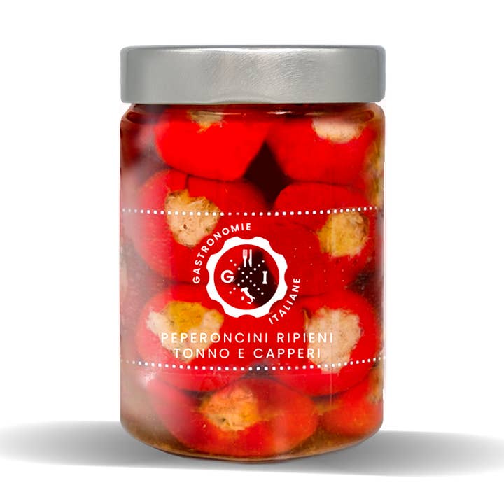 Pimentos recheados com atum e alcaparras 314 ml por atacado de Gastronomie Italiane