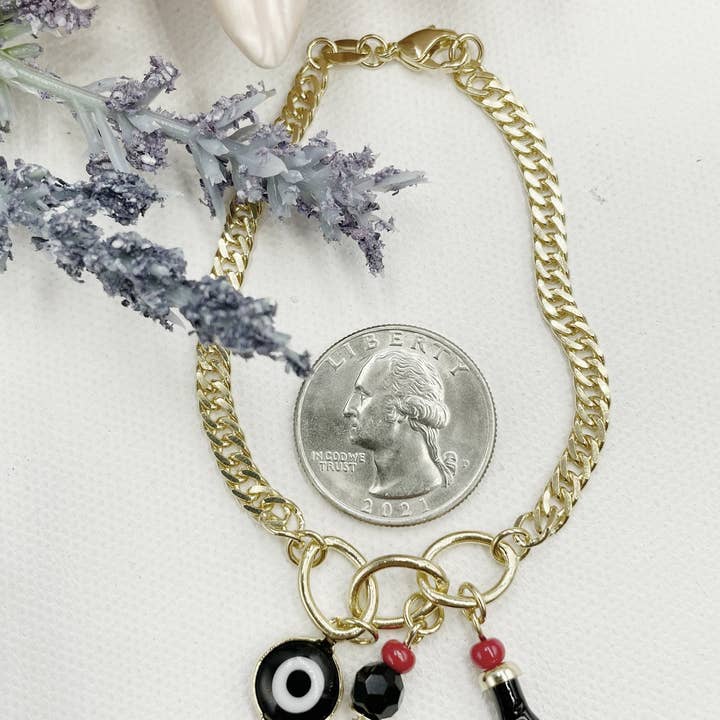 Cherie by Cherie - Wholesale Charm/Dangle Bracelet - Figa Hand, Evil Eye, Black and Red Beaded Pendant Bracelet2