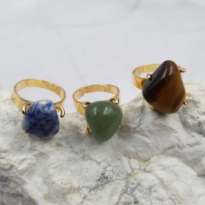 The Pretty Jewellery - Wholesale Single Stone/Solitaire Ring - Adjustable Crystal Ring Dainty Gemstone Ring