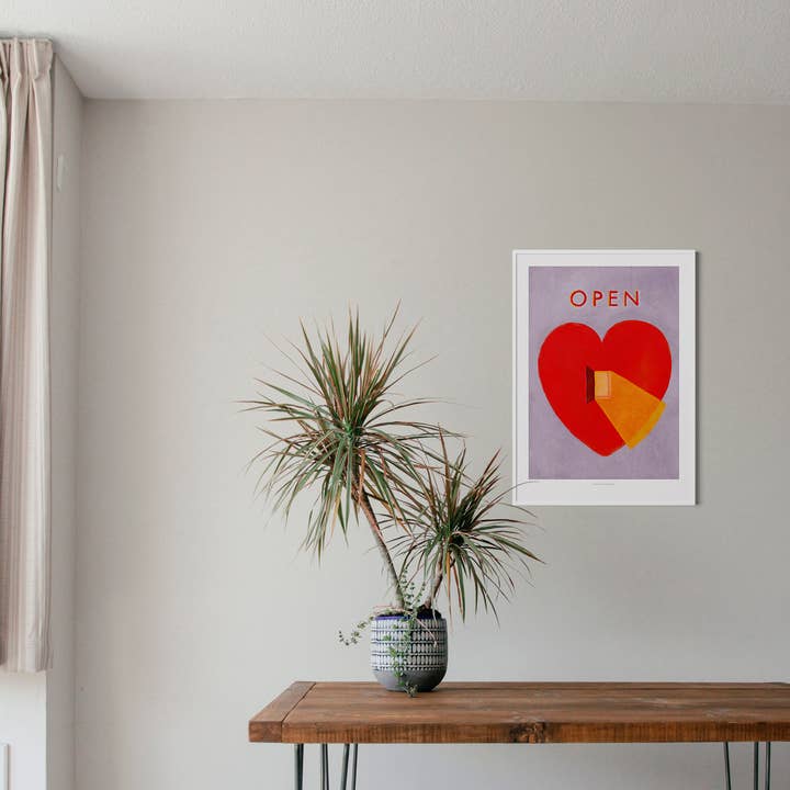 Just Cool Design - Wholesale Art Print - Open | A4–A3 Romantic Love Print with Heart & Window1