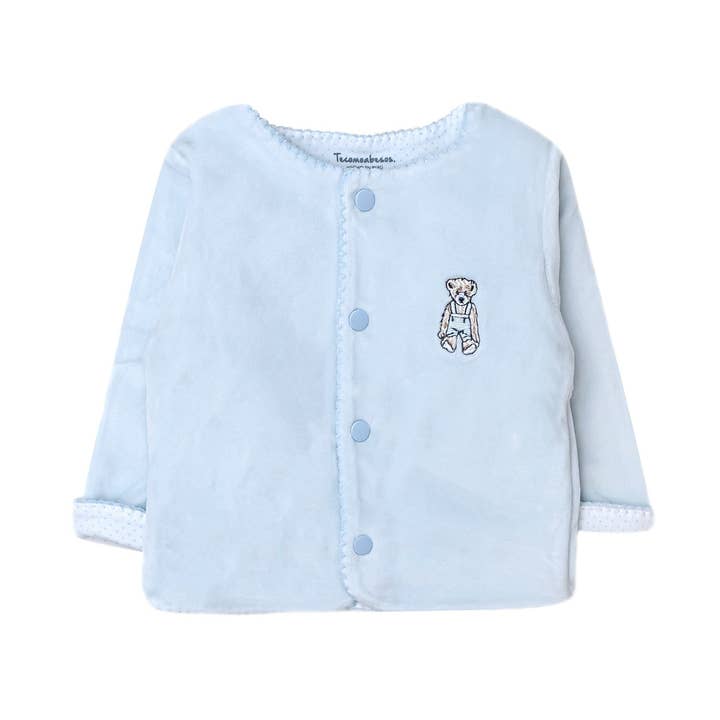 Velvet Teddy Cardigan, Blue for wholesale by Tecomoabesos