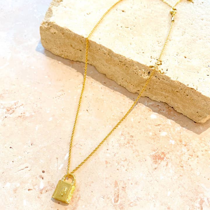 Angels Whisper Accessories - Wholesale Pendant/charm necklace - Lock Charm Gold Plated Necklace1