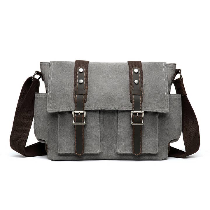 Canvas Messenger Bag MB 562 (Charcoal) for wholesale by Davan