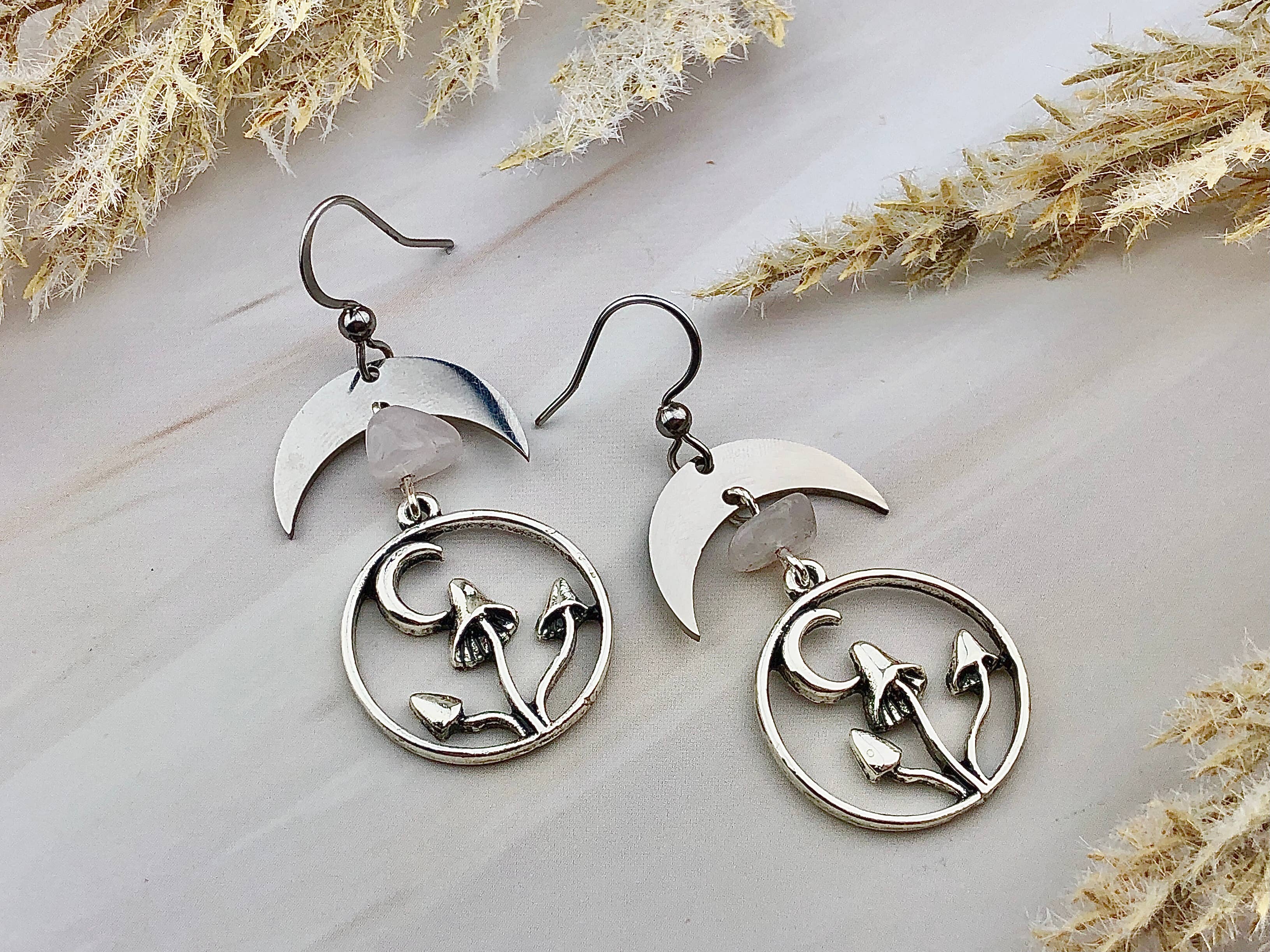 WonderLight Jewelry - Vente Boucles d'oreilles pendantes - Boucles d'oreilles en forme de champignon en pierres précieuses - Affirmation Jewelry5