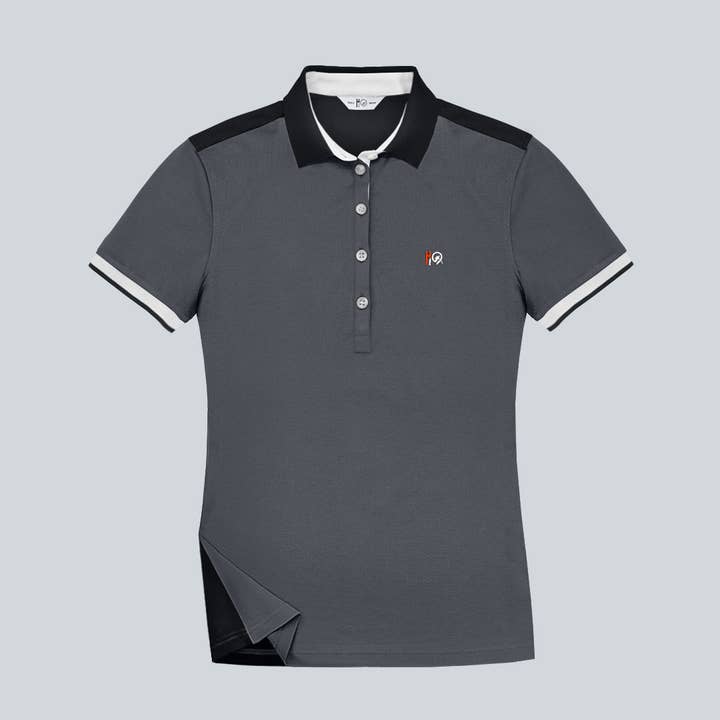 Rebirth D0101 3 H19 Polo feminina bicolor cinza e antracite por atacado de H19