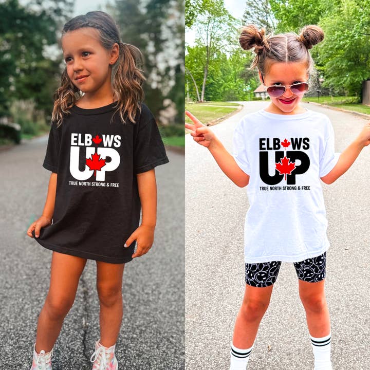 Elbows Up YOUTH T-Shirt | Canada Pride | Canadian Strong for wholesale by brattybloom