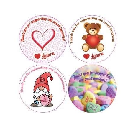 Aufkleber „Dankeschön/kleines Unternehmen“ zum Valentinstag (60) für den Großhandel von KL Design Works