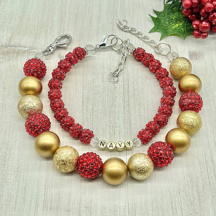 My Trendy Little Pup – wholesale Halsband - Hund – GULD JUL DUBBEL HUNDHALSBAND