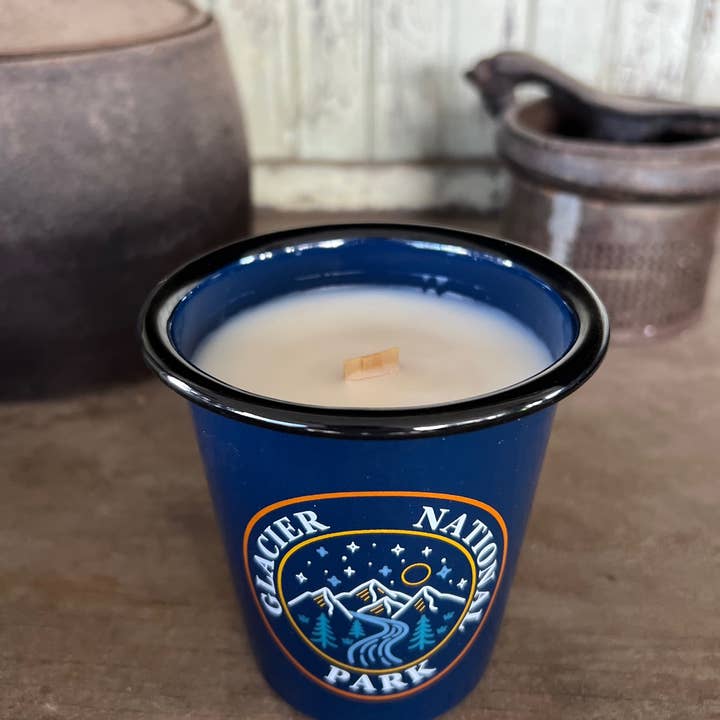 The Sacred Wild Candle Co - Wholesale Jar/Filled Candle - New! Reusable Enamel Cup Candle - Glacier National Park2