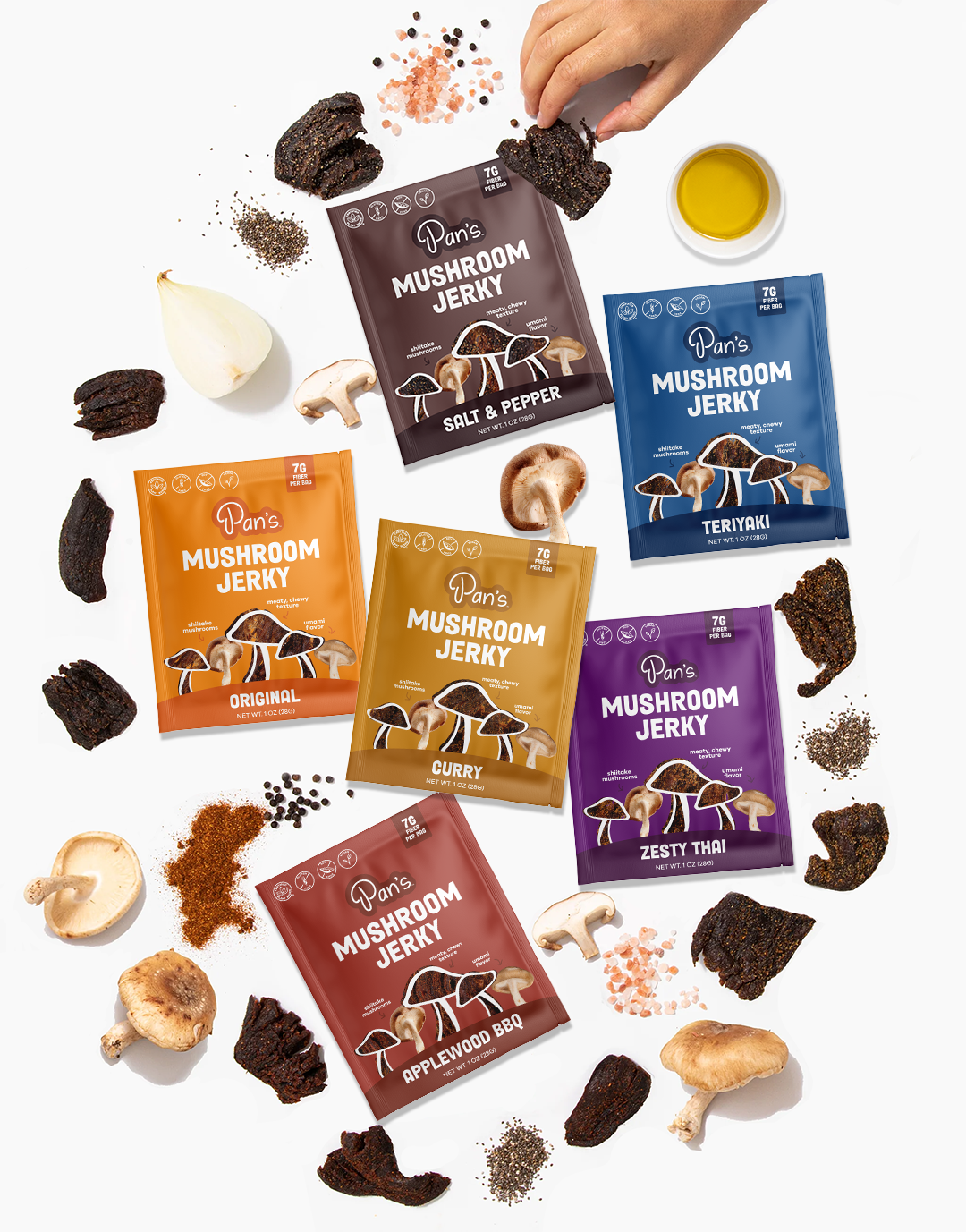 Pan's Mushroom Jerky - Wholesale Jerky - *NEW* 1oz Single Serve | Pan's Mushroom Jerky - Salt & Pepper2