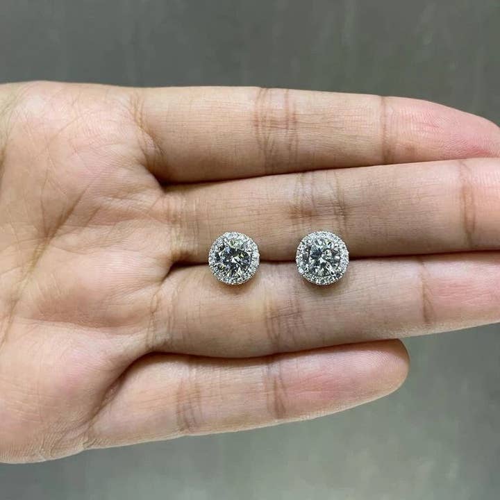 OISHI DIAMONDS - Wholesale Stud/Post Earrings - 1.65 CT Lab grown Diamond Earrings, 14Kt Gold Studs for wome1