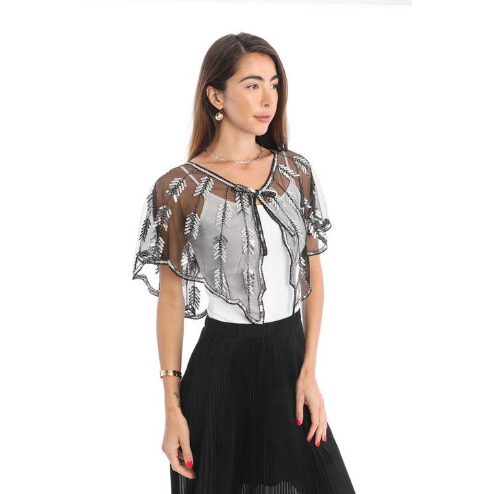 SAACHI - Wholesale Capelet - Women's - Mesh Sequin Capelet