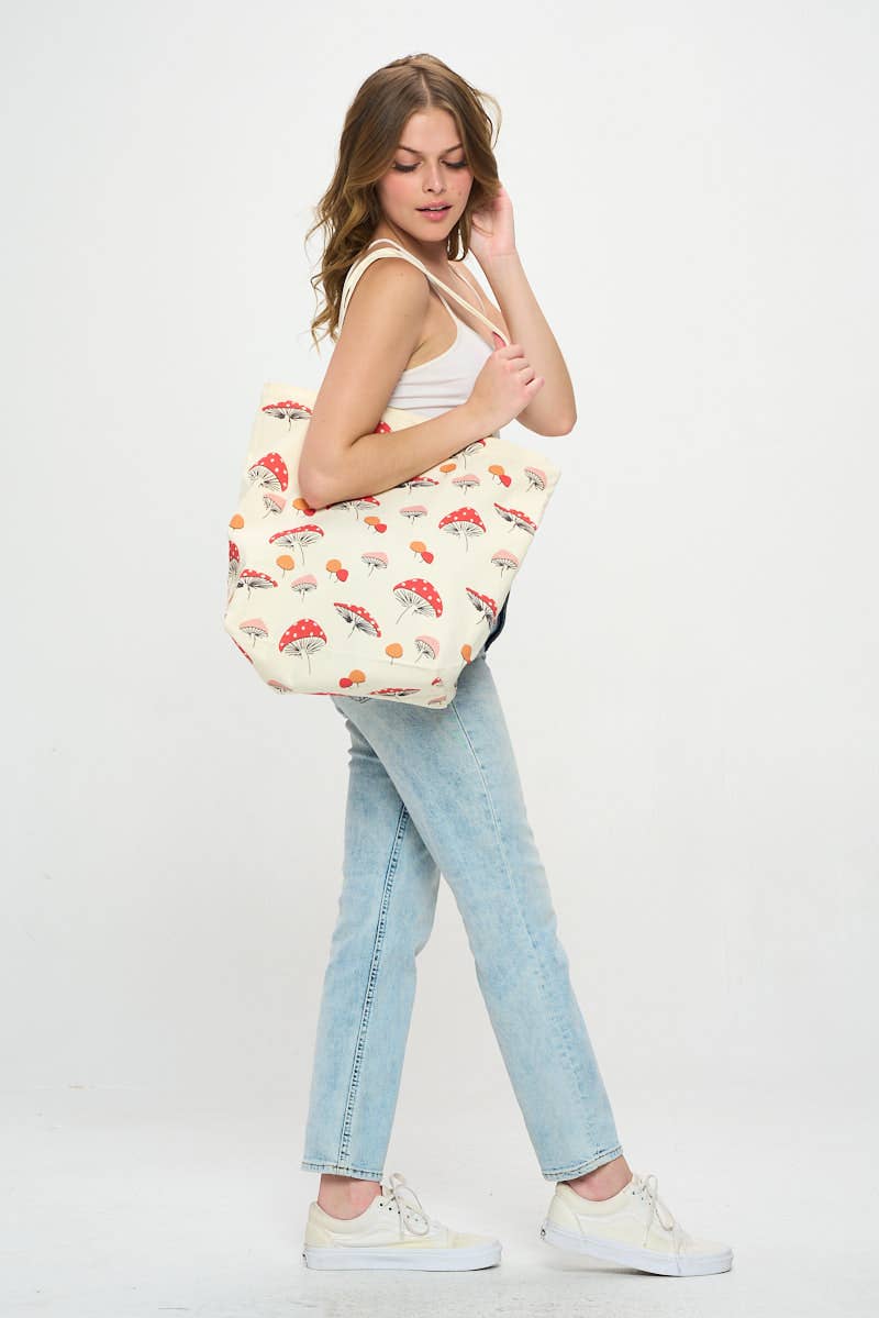 SM WARDROBE – Sacola - Mulher por atacado – PORTOBELLO ESTAMPADO COGUMELO TOTE BAGS2