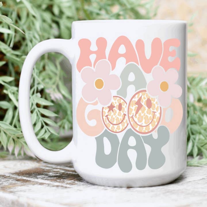 D2JCrafts - Wholesale Coffee mug - Have A Good Day, Flowers, Smiley Faces 15oz Coffee Mug0