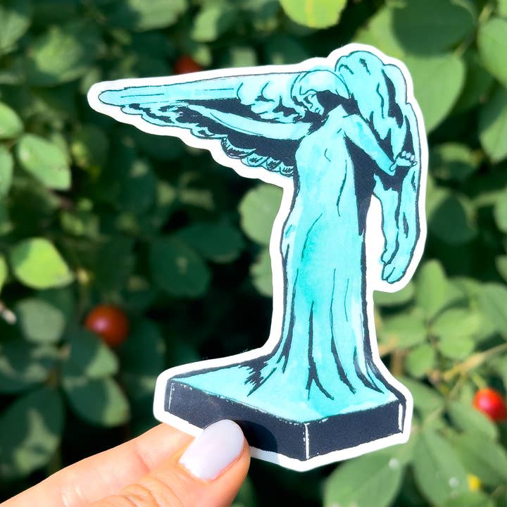 Refuge Studios Iowa City - Wholesale Sticker - Clear Black Angel Sticker