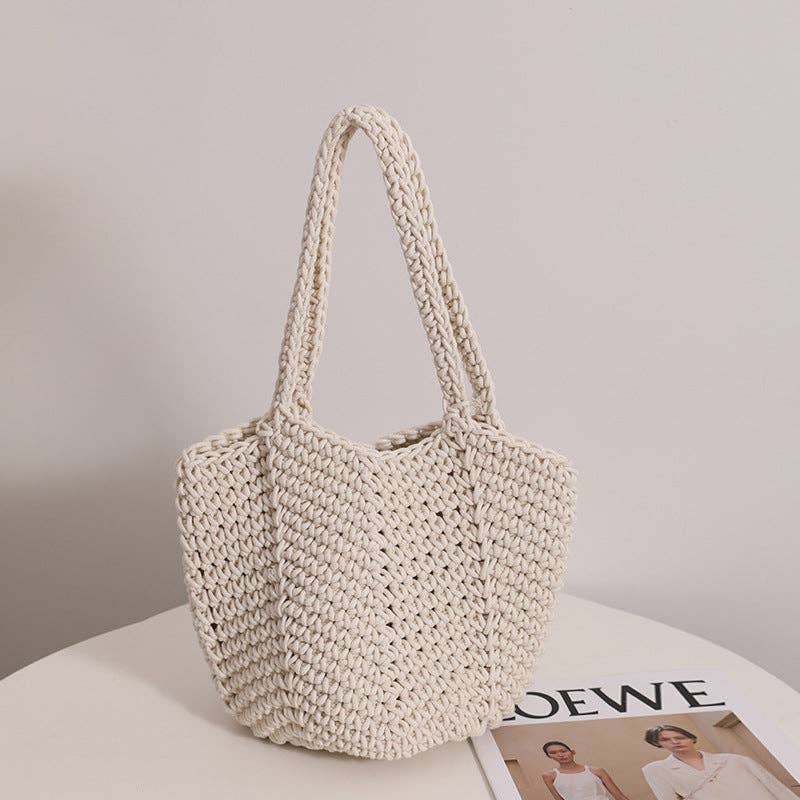 Dipped Shop - Wholesale Beach Bag - Solid Color Simple Woven Knit Handbag DPB172313