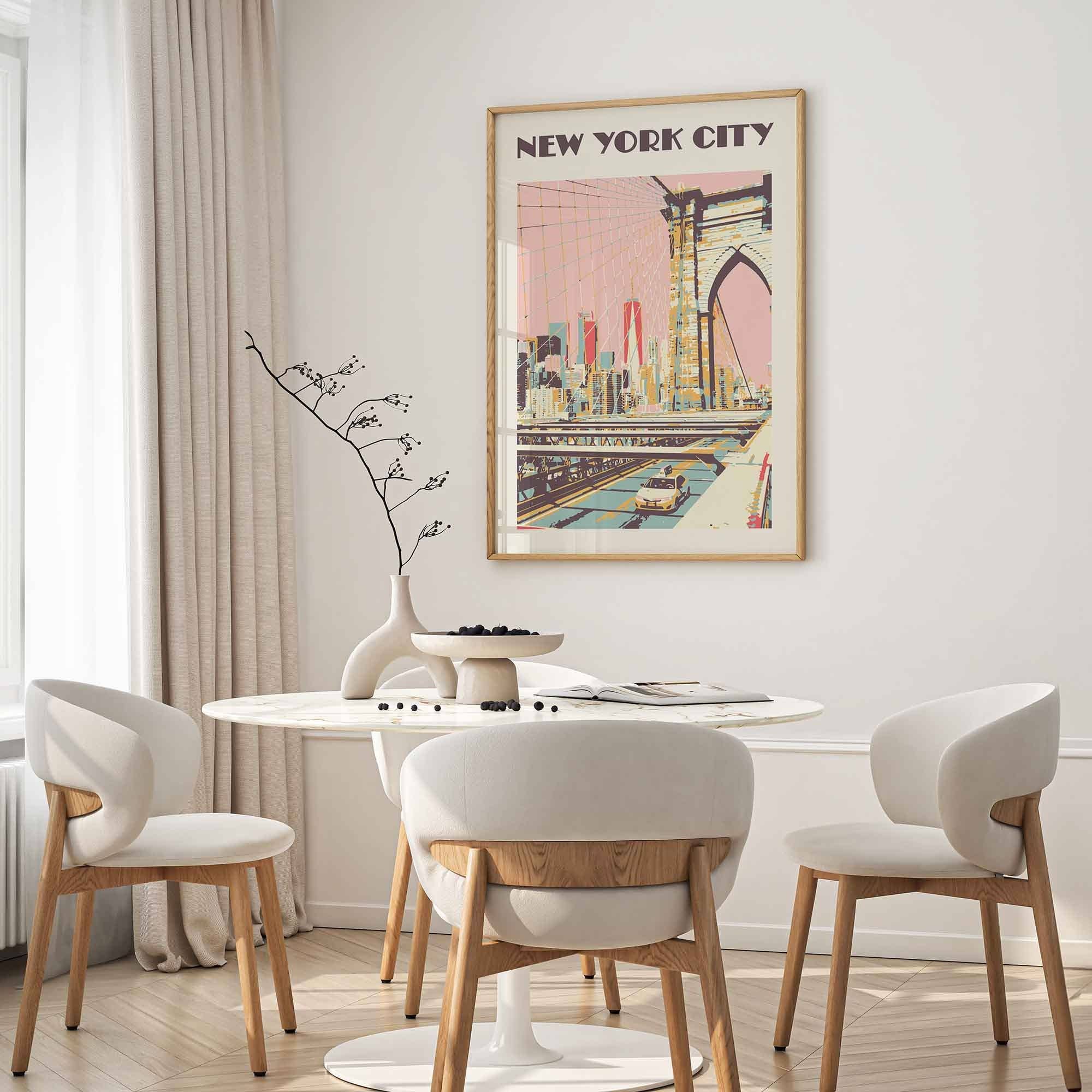 Newpencilbox Art - Wholesale Art Print - New York City Poster Vintage Retro Brooklyn Bridge Art Print1