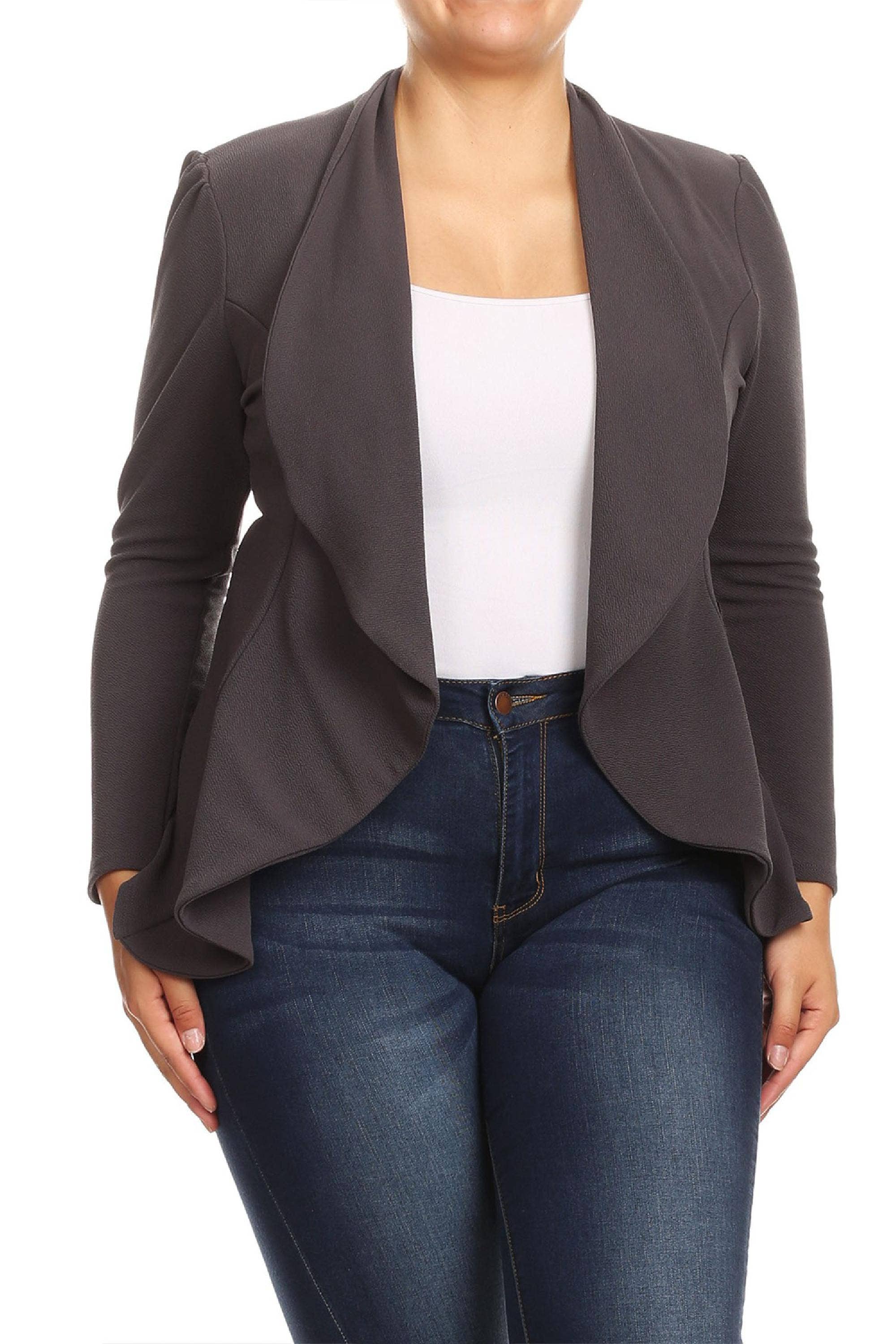 MOA COLLECTION – Blazer - Mulher por atacado – Jaqueta feminina sólida de mangas compridas para escritório4