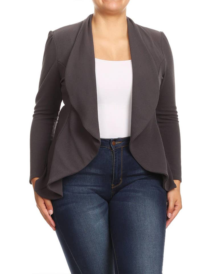 MOA COLLECTION – Blazer - Mulher por atacado – Jaqueta feminina sólida de mangas compridas para escritório4