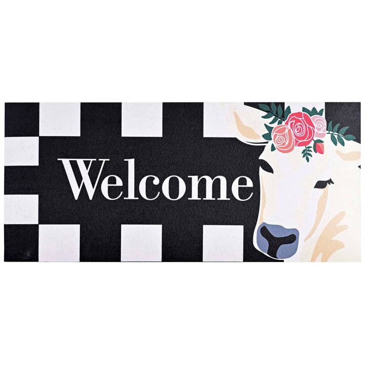 Cottage Garden - Wholesale Door Mat - Outdoor Doormat Insert Welcome Cow Floral