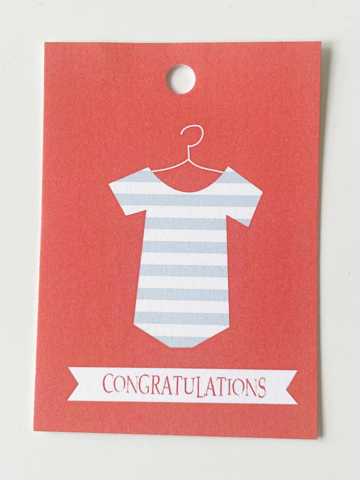Blue Onesie Gift Tag for wholesale by Happiernotes