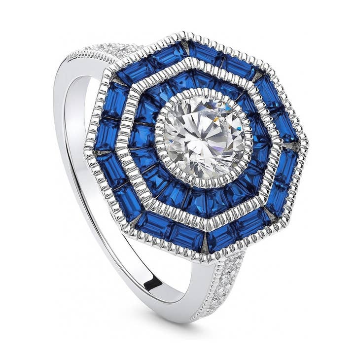 BERRICLE Sterling Silver Halo Milgrain CZ Cocktail Ring for wholesale by BERRICLE