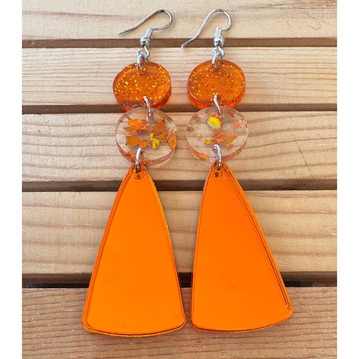 Truly Olive – Brincos de argola por atacado – Brincos de Queda com Confetti de Acrílico Laranja2