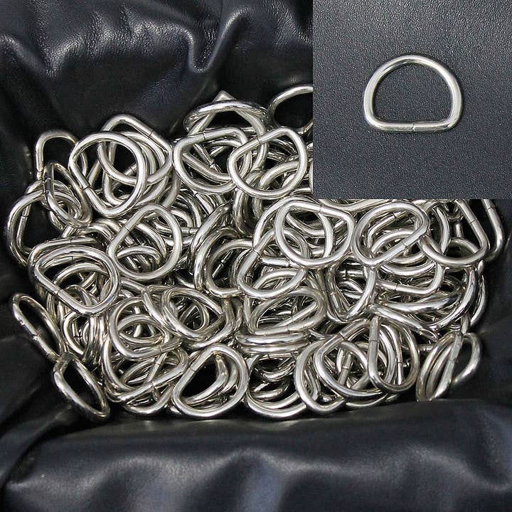 200 pcs 20mm Nickel Plate Bulk D-Rings #ZD8185S for wholesale by JAMIN LEATHER