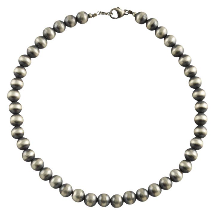 Sterling Silver Desert Pearls Oxidized 10mm Round Bead Necklace. Available from 16" to 60" for wholesale by Select Lines