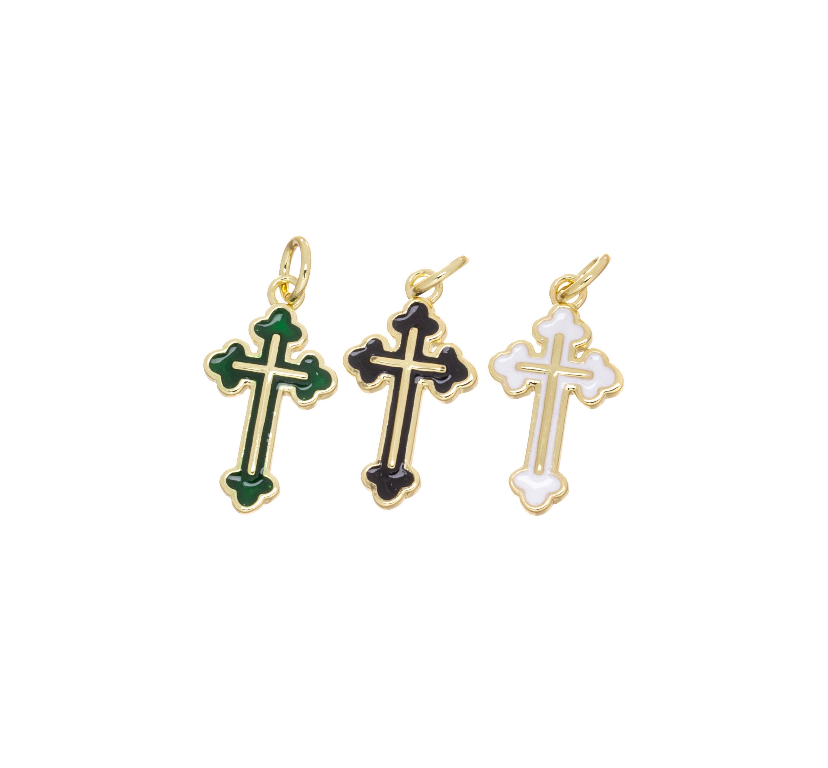 Jewel Pledge - Wholesale Individual Charm/Pendant - Assorted Gold samll Cross Charms for Jewelry Making CPG26661