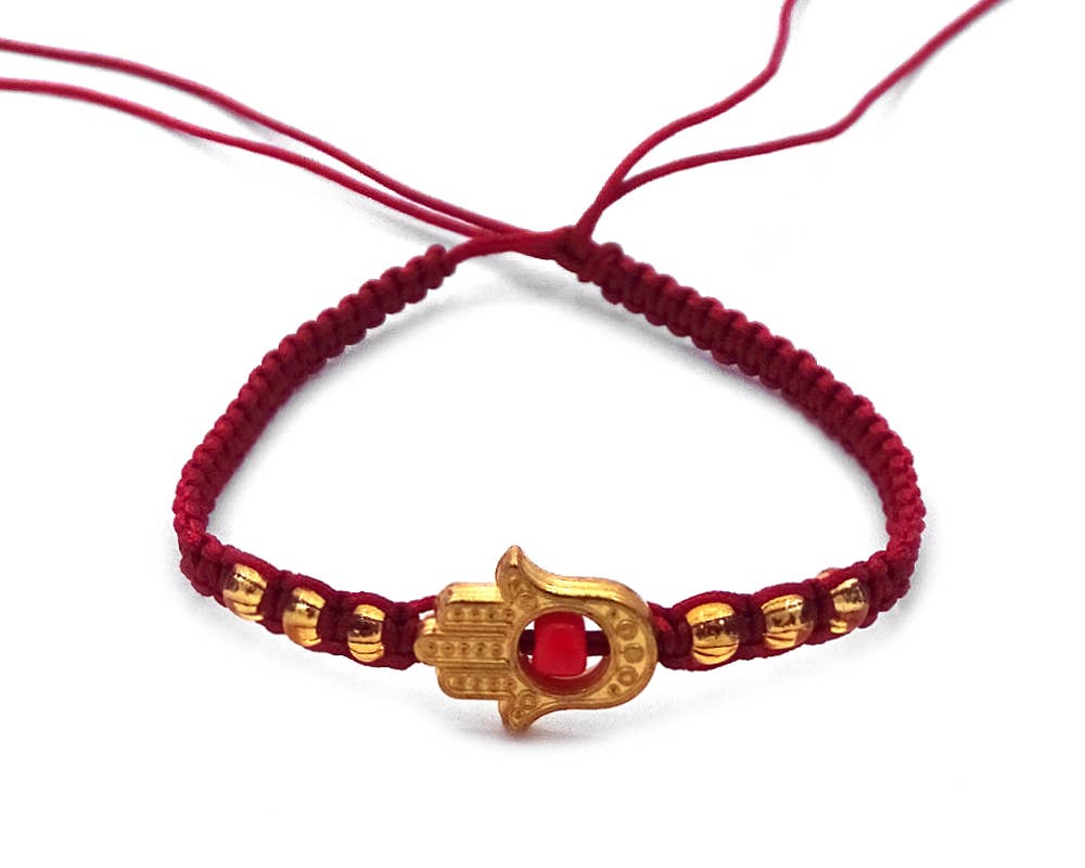 Pichincha - Wholesale Charm/Dangle Bracelet - Metal Hamsa Hand Charm Thin Macrame Friendship Bracelet6