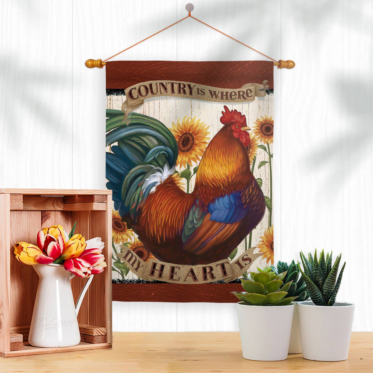Two Group Flag Co - Venta al por mayor Bandera y manga de viento - Bandera primitiva de animales de corral Country My Heart Animals2