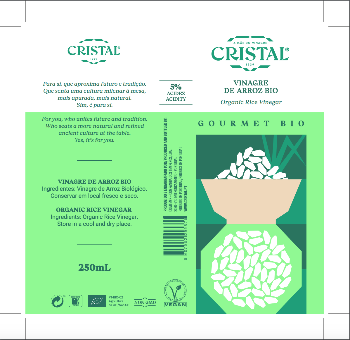 Vinagres Cristal Gourmet - Wholesale Vinegar - GOURMET ORGANIC RICE VINEGAR - 250ML1