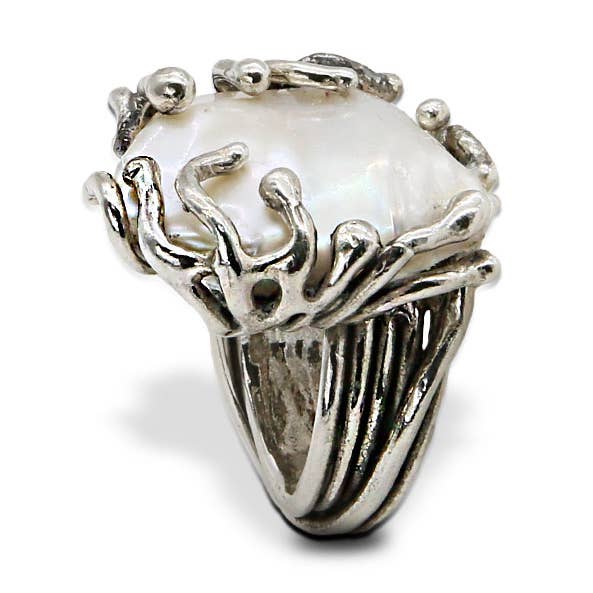 925er Silberring mit Barockperle (AR049P) für den Großhandel von Mandile Gioielli