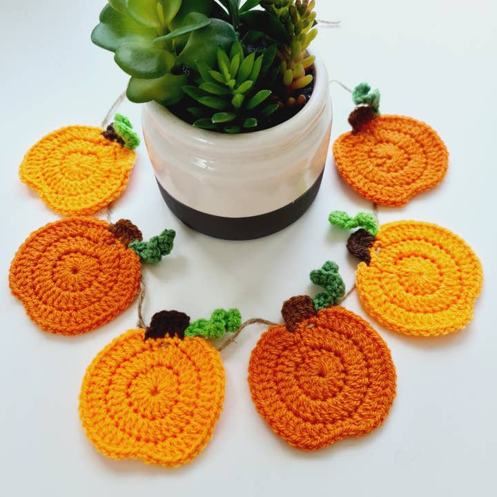 Pumpkins Garland or Coasters set of 6 for wholesale by Sarah Lou Crafts