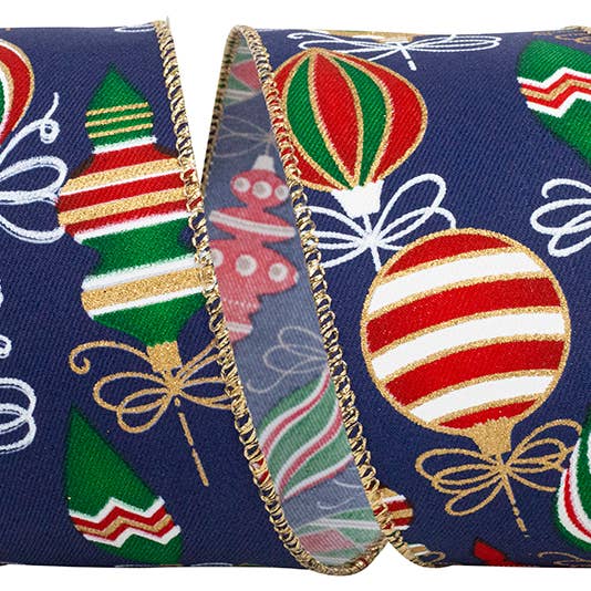 Holiday Ornaments Christmas Color Wired Edge, Navy for wholesale by RELIANT RIBBON