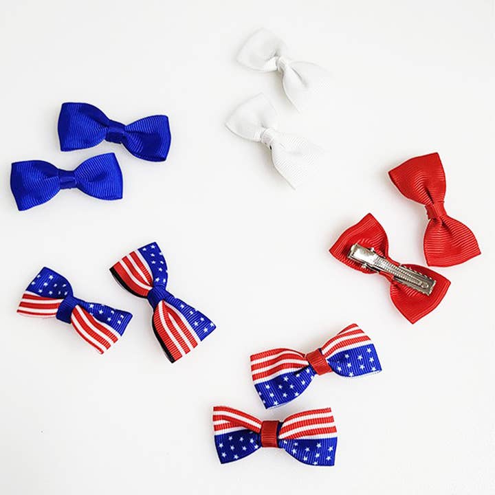 10 pcs American Flag Hair Bow Set for wholesale by Funteze