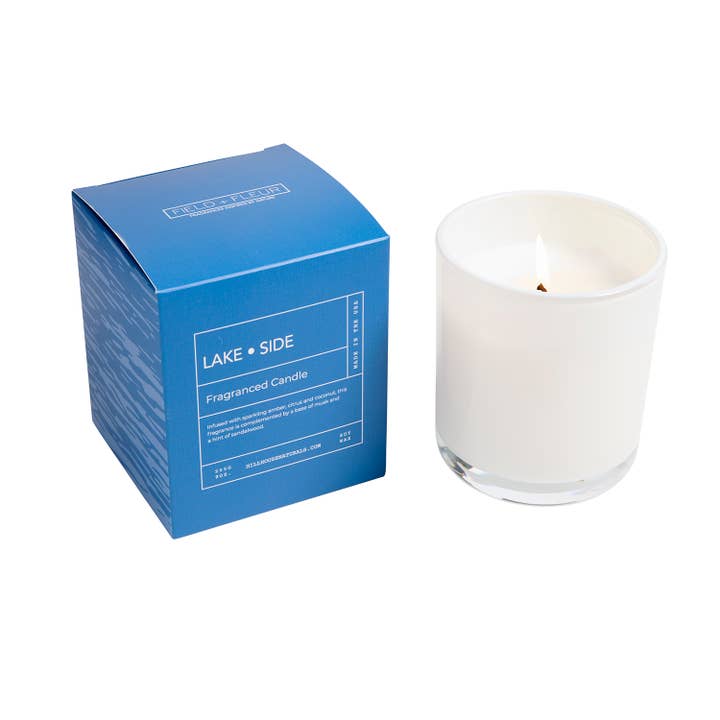 Vela Lake Side en vaso blanco en caja 9oz Ctn.6 para venta al por mayor de Hillhouse Naturals/Field+Fleur