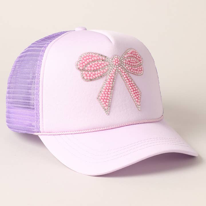 Fashion City - Wholesale Trucker Hat - Women's - Rhinestone Bow Patch Foam Mesh Back Trucker Hat10