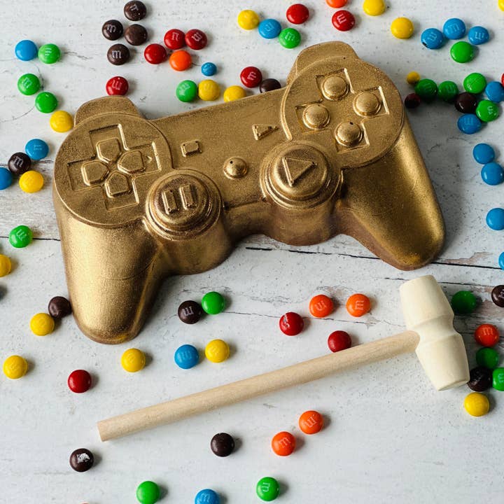 Chocolates Unlimited by Denise - Wholesale Chocolate Covered Sweets - Golden Playstation Chocolate Video Game Controller0